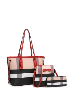 Plaid Check 3-in-1 Tote Set 716542 RED